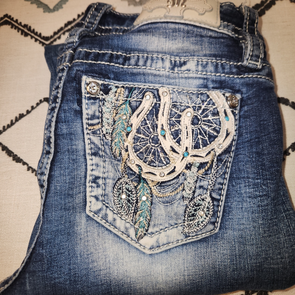 Miss Me Denim Jeans with Intricate Embroidery